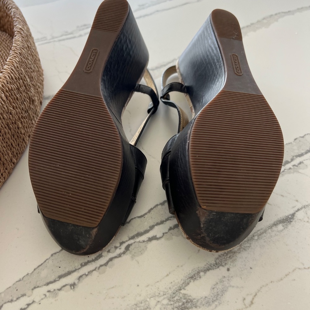 COACH Vintage Mollie Wedge Woven Sandal. Chocolate Brown Size 8 - Picture 5 of 8